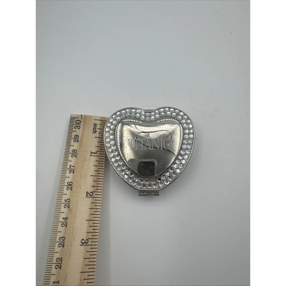 Titanic Silvertone Heart Shaped Mirror‎ Purse Small Trinket
